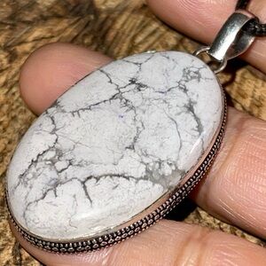Gray & White Howlite Magnesite Pendant 2 1/4”